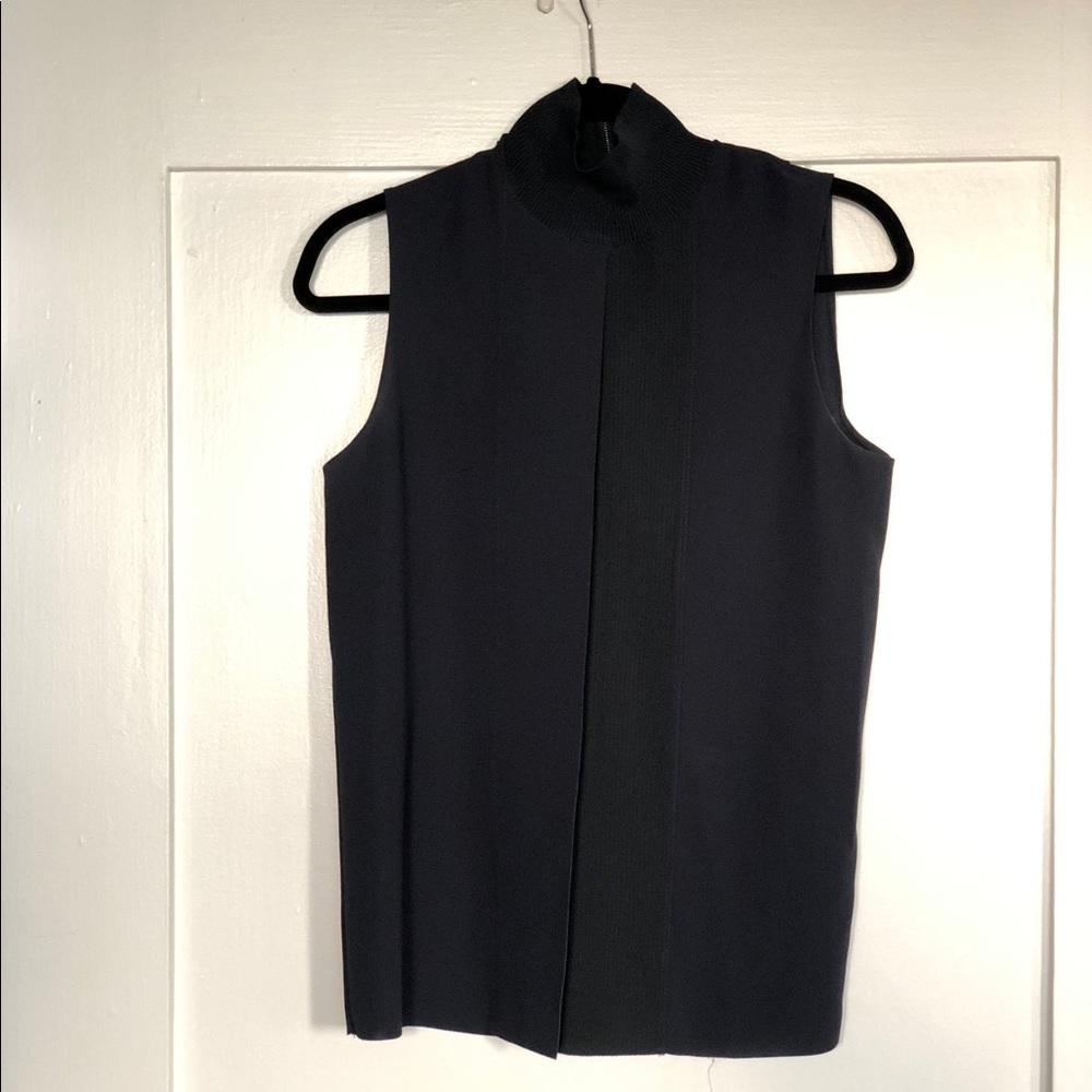 Vince dark navy silk sleeveless turtleneck